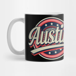 Graphic Aesthetic Austin Proud Name Circle Vintage Art Mug